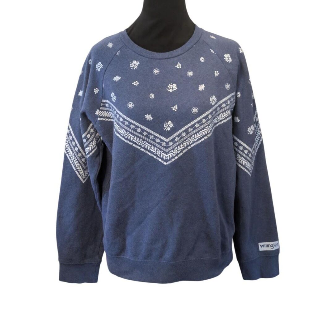 Wrangler Retro Western Bandana Yoke Raglan Sweatshirt Blue, Medium